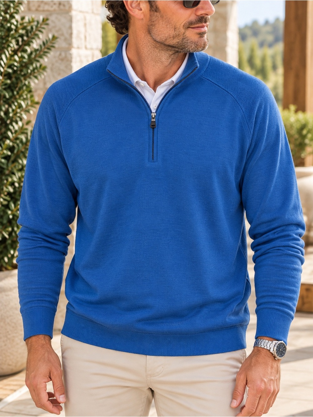 Cutter & Buck Merino Wool Blend Quarter Zip Sweater Menβs 2XT Tall Blue #914